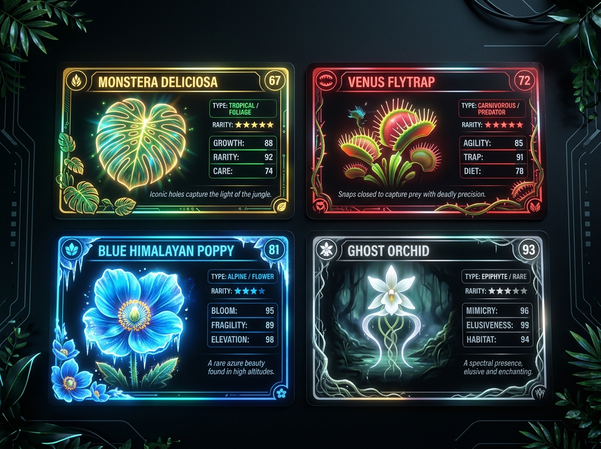 Collectible Holographic Plant Cards in PlantGo